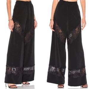 Revolve Wide Leg, Black Trouser Pants with Lace Inserts.
